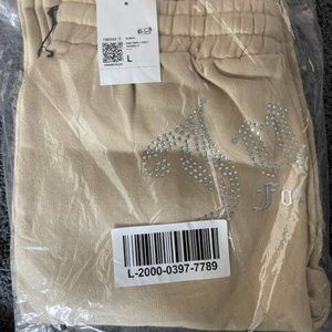 Juicy Couture Rhinestone Fleece Joggers (BEIGE)